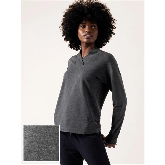 Athleta Charcoal Gray Sweatshirt medium cozy neutral basic fall minimalist - Picture 1 of 12